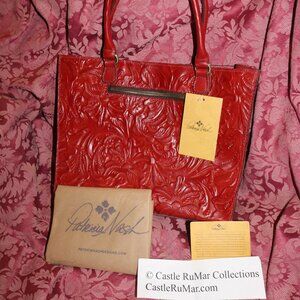 Patricia Nash Tooled Leather Zancona Tote NEW W/ TAGS Ochre / Red NO STRAP